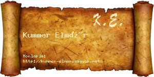 Kummer Elmár névjegykártya
